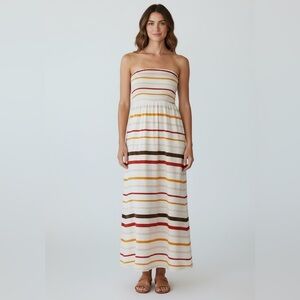 2/$30 Old Navy Midi- Maxi Strapless Dress Striped Cotton Modal SZ XS